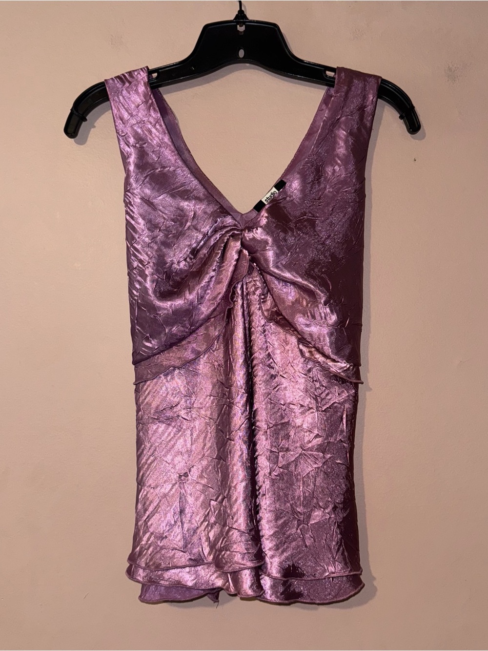 Studio 1940 Shimmery Lavender Twist-Front Sleeveless Blouse